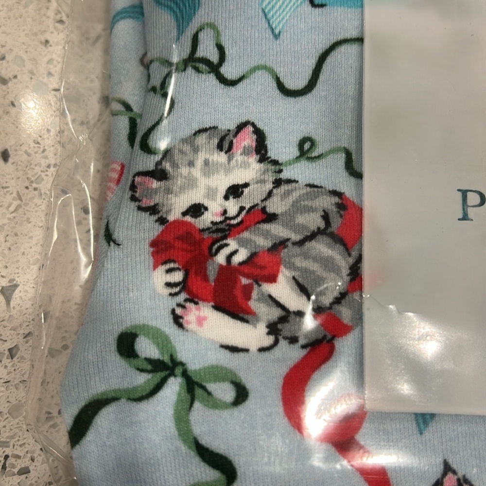 NWT PrintFresh Kids Cotton Christmas Holiday Kitten Wrapped Gift Pajama Set - 6 - Picture 5 of 5